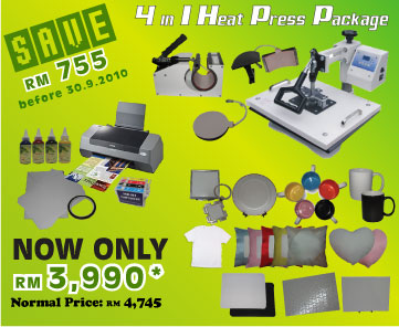 4-in-1 Heat Press Package | Free Sublimation Blanks Worth RM378 & Save RM755