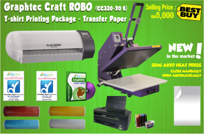 T-shirt Printing Package With Graphtec Craft Robo & Digital Flat Press Machine (40cm X 50cm)